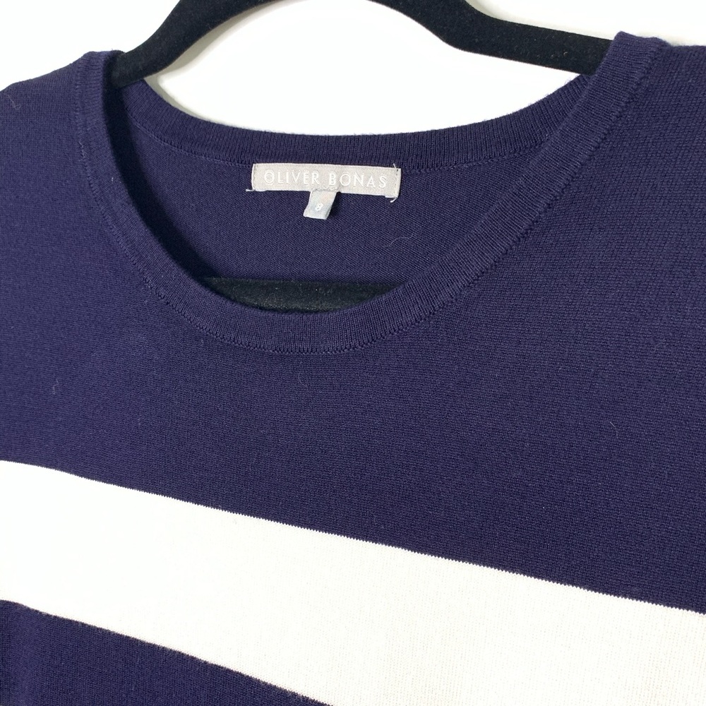 Oliver Bonas Blue Vivid Stripe Knitted Dress sz 8 - Picture 3 of 8